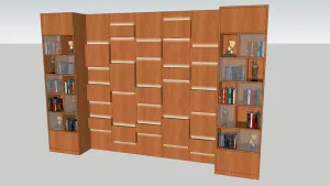错落式木质书柜墙SU模型 SU模型下载