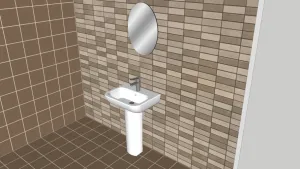 立柱式陶瓷洗手盆组合SU模型 - SU模型免费下载_sketchup模型