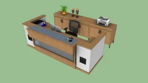 L型办公前台柜组合SU模型 - SU模型免费下载_sketchup模型