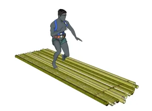 竹排竹筏人物组合SU模型