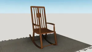 中式实木摇摇椅地毯组合SU模型