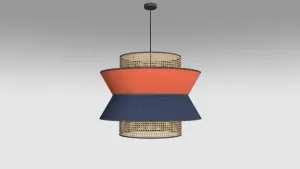 撞色多层藤编吊灯SU模型
