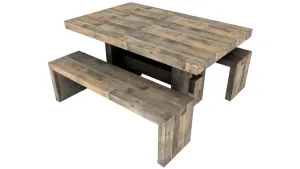 复古榆木户外桌椅SU模型 SU模型下载