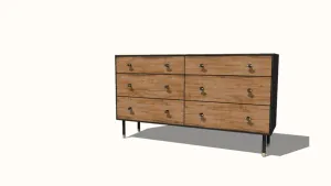 复古榆木六斗柜SU模型