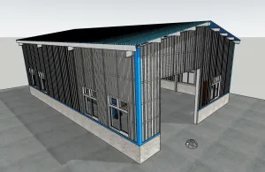 单层彩钢瓦厂房车间SU模型