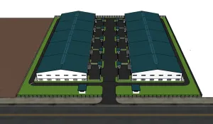 双栋厂房厂区规划SU模型 SU模型下载