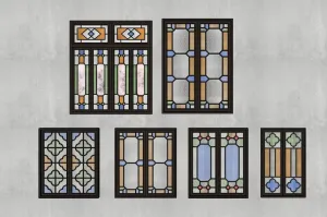 中式满洲窗彩玻璃复古窗SU模型 SU模型下载