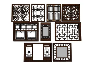 中式仿古花格窗复古窗SU模型 SU模型下载
