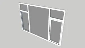 断桥铝平开窗组合SU模型 SU模型下载