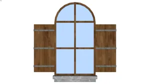 法式拱形复古窗户SU模型