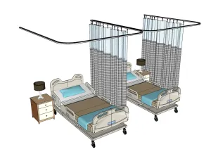 双床病房隔断病床SU模型 SU模型下载