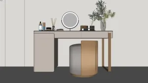意式极简梳妆台和化妆凳SU模型