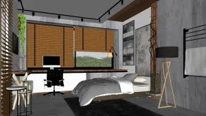 工业风公寓卧室SU模型