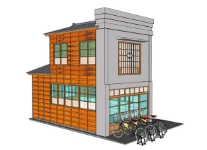 日本建筑商住两用木造SU模型