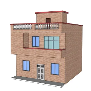 三层红砖农村自建房SU模型 SU模型下载