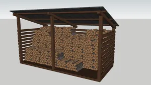 乡村柴火棚木柴堆SU模型