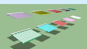 多色条纹伸缩遮阳棚SU模型