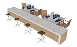 大理石服务台办公桌椅SU模型