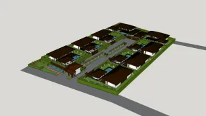 坡屋顶高档村庄别墅群落SU模型 SU模型下载