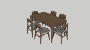 北欧实木餐桌椅组合SU模型 SU模型下载