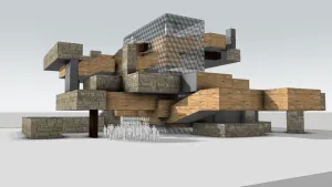 堆叠式石木博物馆SU模型 SU模型下载