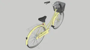 带车篮城市自行车SU模型 SU模型下载