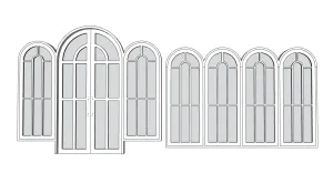 欧式弧形门窗组合SU模型 SU模型下载