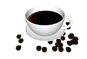 咖啡杯与咖啡豆SU模型 SU模型下载