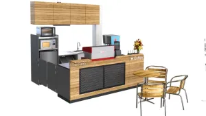 简约木质咖啡吧台（咖啡台）SU模型 SU模型下载