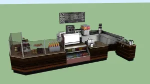 复古木纹咖啡吧台SU模型 SU模型下载