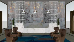 轻奢大理石酒店前台SU模型 SU模型下载