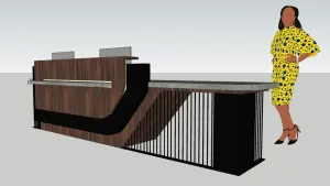 轻奢曲线前台接待台SU模型 SU模型下载