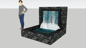 黑砖石流水景观墙SU模型 SU模型下载