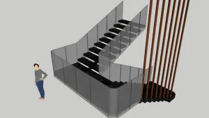 轻奢玻璃护栏楼梯SU模型 SU模型下载