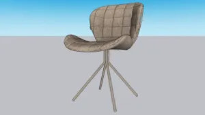 方格布艺星脚休闲椅（软椅）SU模型 SU模型下载