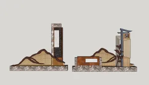 乡村景观标识牌SU模型 SU模型下载