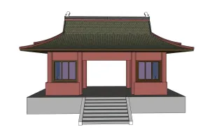 中式歇山顶山门SU模型 SU模型下载