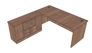 L型木质办公转角桌SU模型 SU模型下载