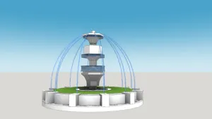 多层叠式喷泉水景SU模型 SU模型下载