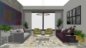 现代简约会客厅SU模型 SU模型下载