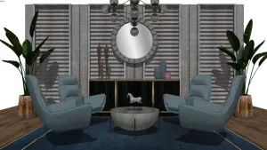 工业风轻奢会客厅模型 SU模型下载