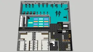 现代综合健身房SU模型 SU模型下载