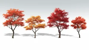 2D秋季红枫树SU模型 SU模型下载