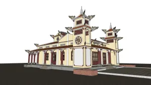 东南亚风格寺庙SU模型 SU模型免费下载 - 草图大师东南亚风格寺庙SU模型模型