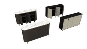 现代轻奢玄关鞋柜SU模型 SU模型下载