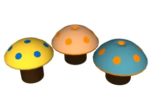 卡通蘑菇摆件组合SU模型 SU模型下载