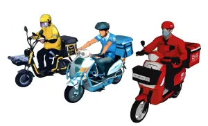 三家外卖骑手人物SU模型 SU模型下载