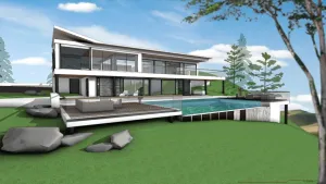 现代山中别墅带游泳池SU模型 SU模型免费下载 - 草图大师现代山中别墅带游泳池SU模型模型