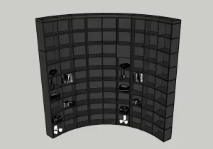木制弧形书架摆件柜SU模型 SU模型下载