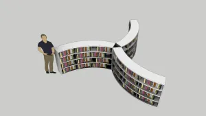 现代弧形书架书柜su模型 SU模型下载